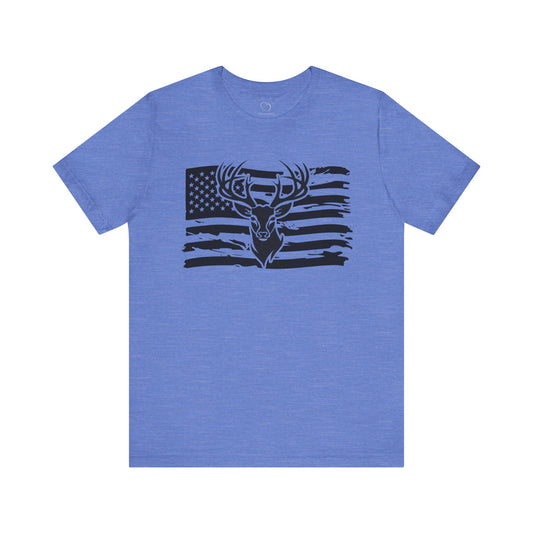 American Flag Deer Graphic Tee, Unisex T-Shirt for Wildlife Lovers, Casual Apparel, Perfect Gift for Outdoor Enthusiasts