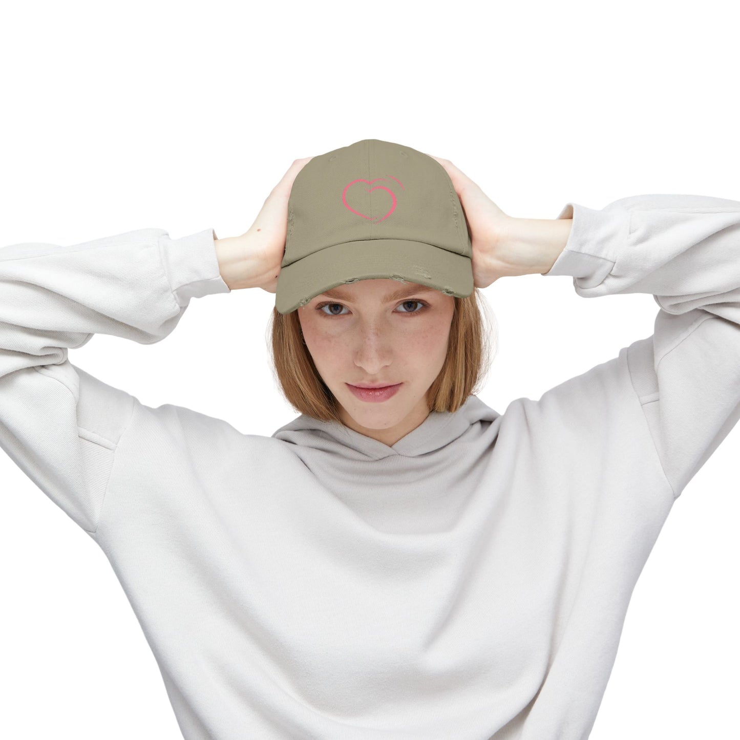 Heartfelt Distressed Cap – Women's Embroidered Hat for Casual Outfits, Gifts of Love, Festivals & Everyday Style  2.