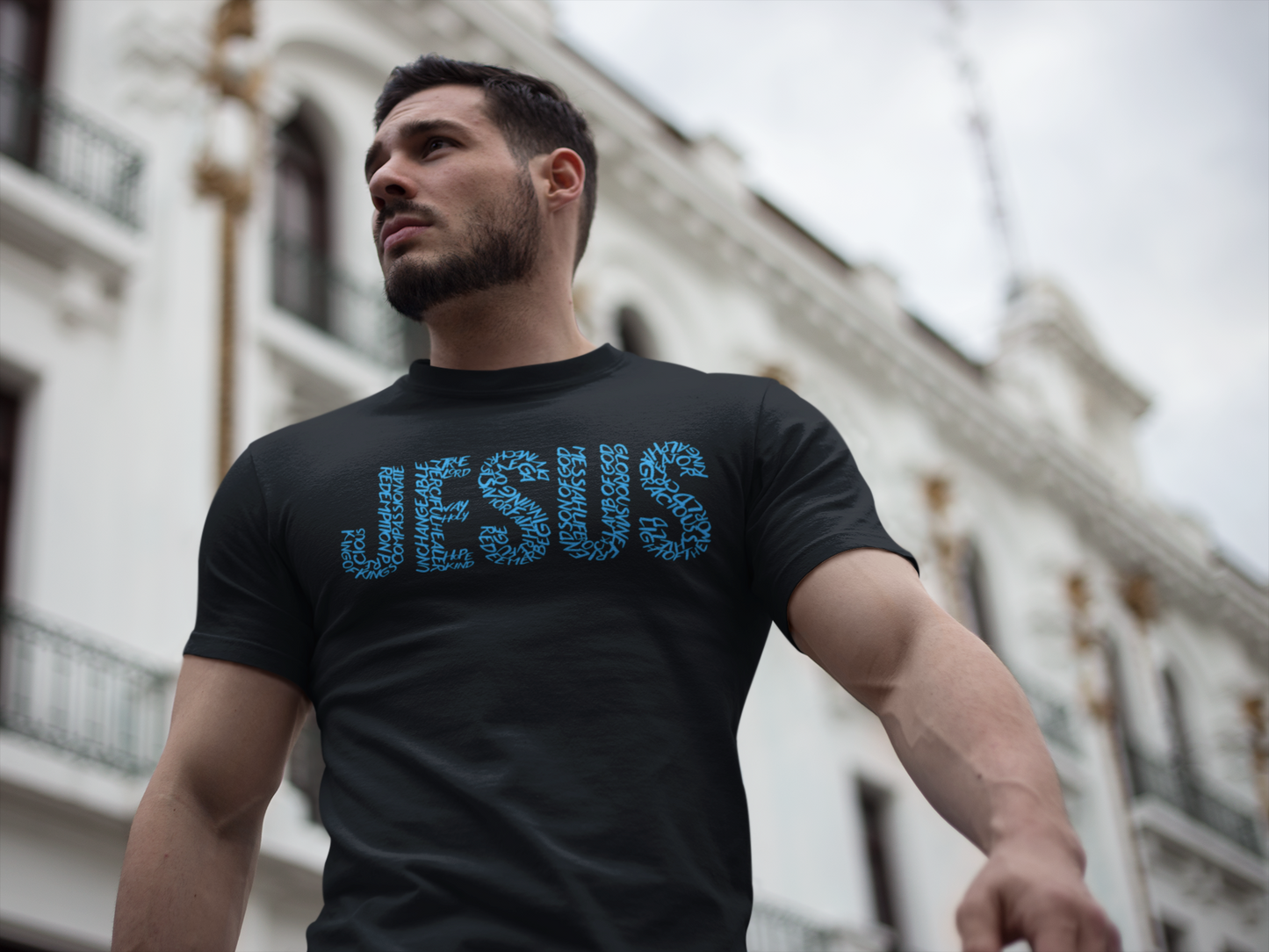 Jesus Typography T-Shirt for Men – Christian Faith Shirt – Minimalist Religious Tee – Spiritual Gift for Him – Comfortable Christian Apparel