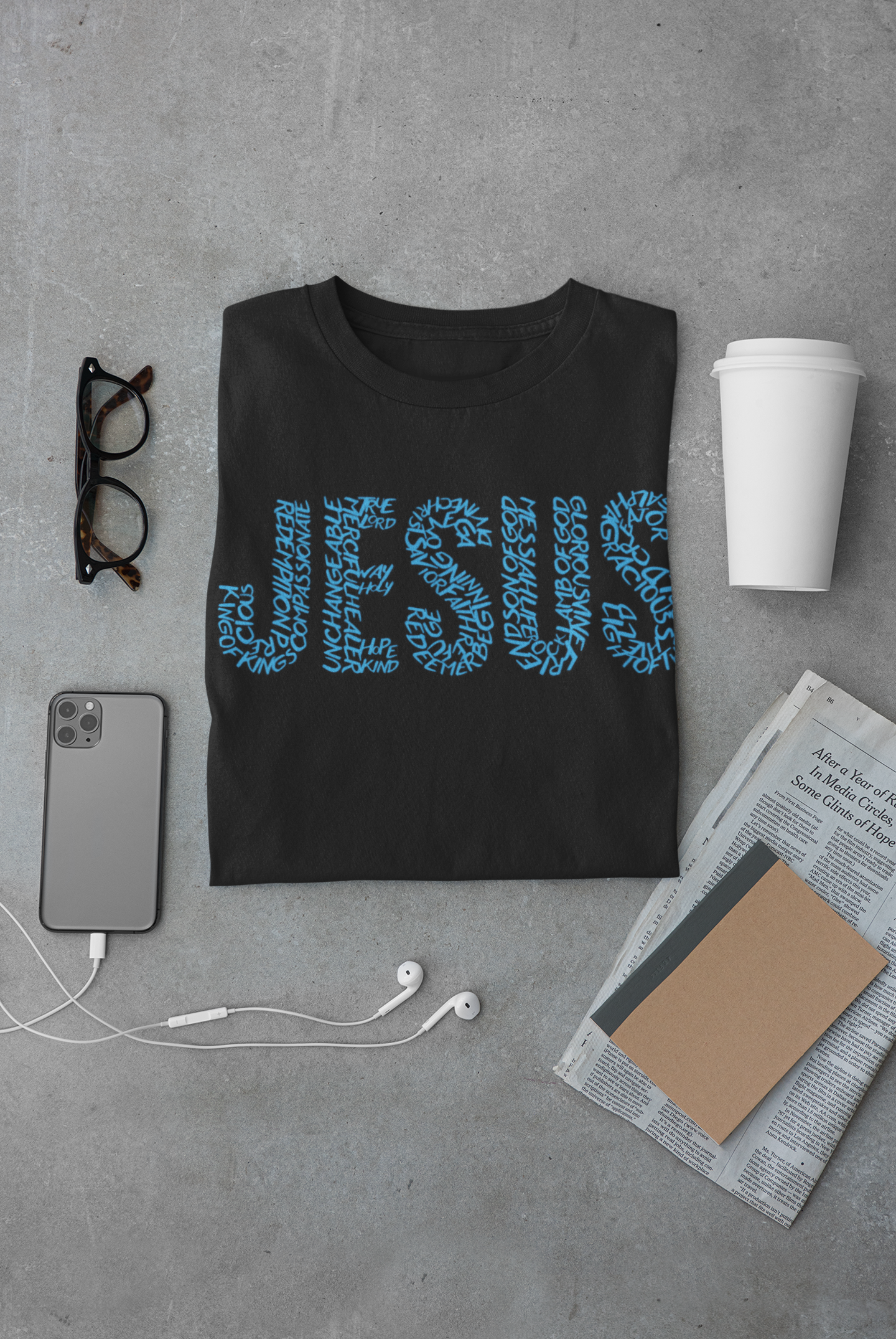 Jesus Typography T-Shirt for Men – Christian Faith Shirt – Minimalist Religious Tee – Spiritual Gift for Him – Comfortable Christian Apparel