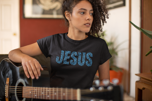 Jesus Floral T-Shirt for Women – Christian Faith Tee – Inspirational Typography Shirt – Spiritual Gift for Her – Casual Christian Outfit