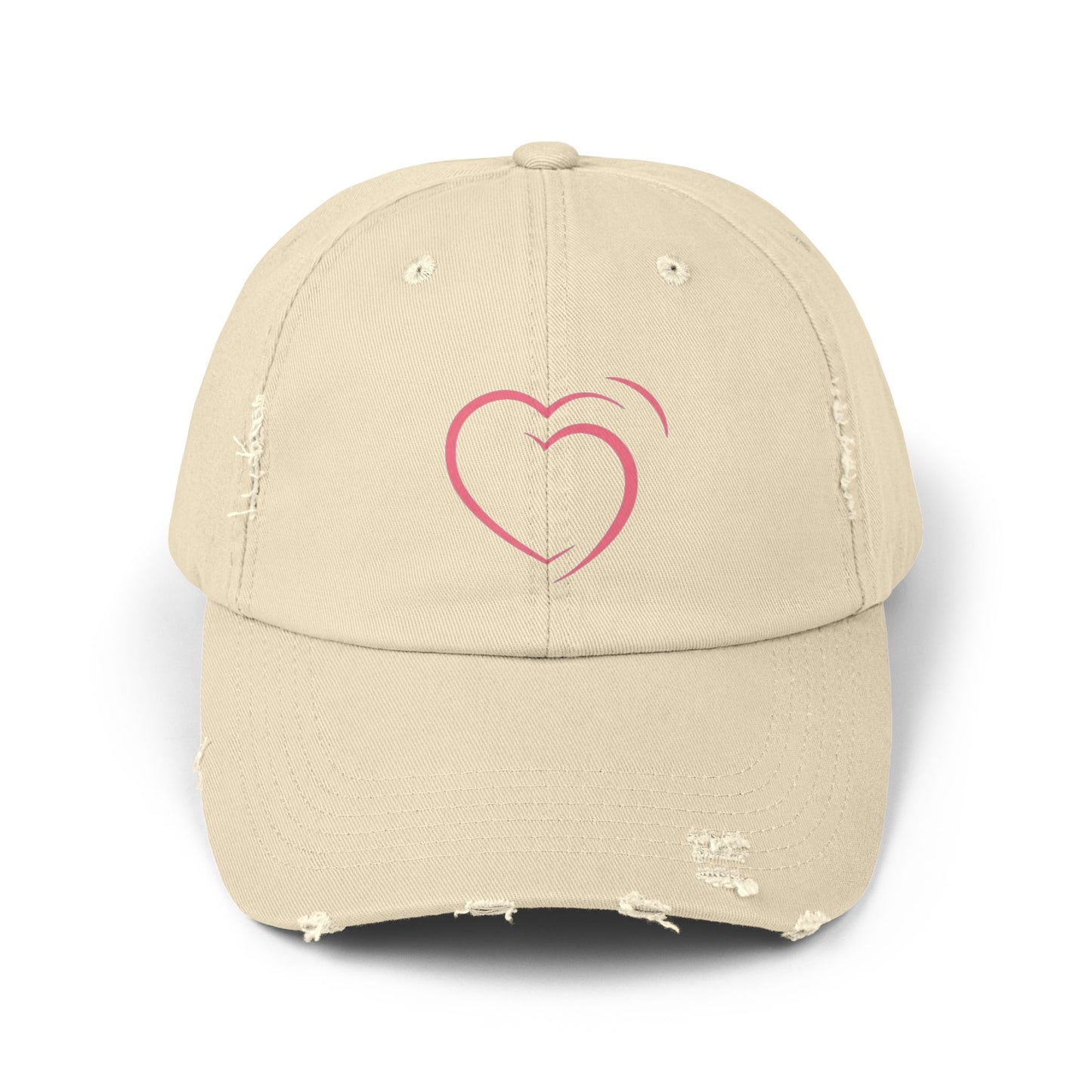 Heartfelt Distressed Cap – Women's Embroidered Hat for Casual Outfits, Gifts of Love, Festivals & Everyday Style  2.