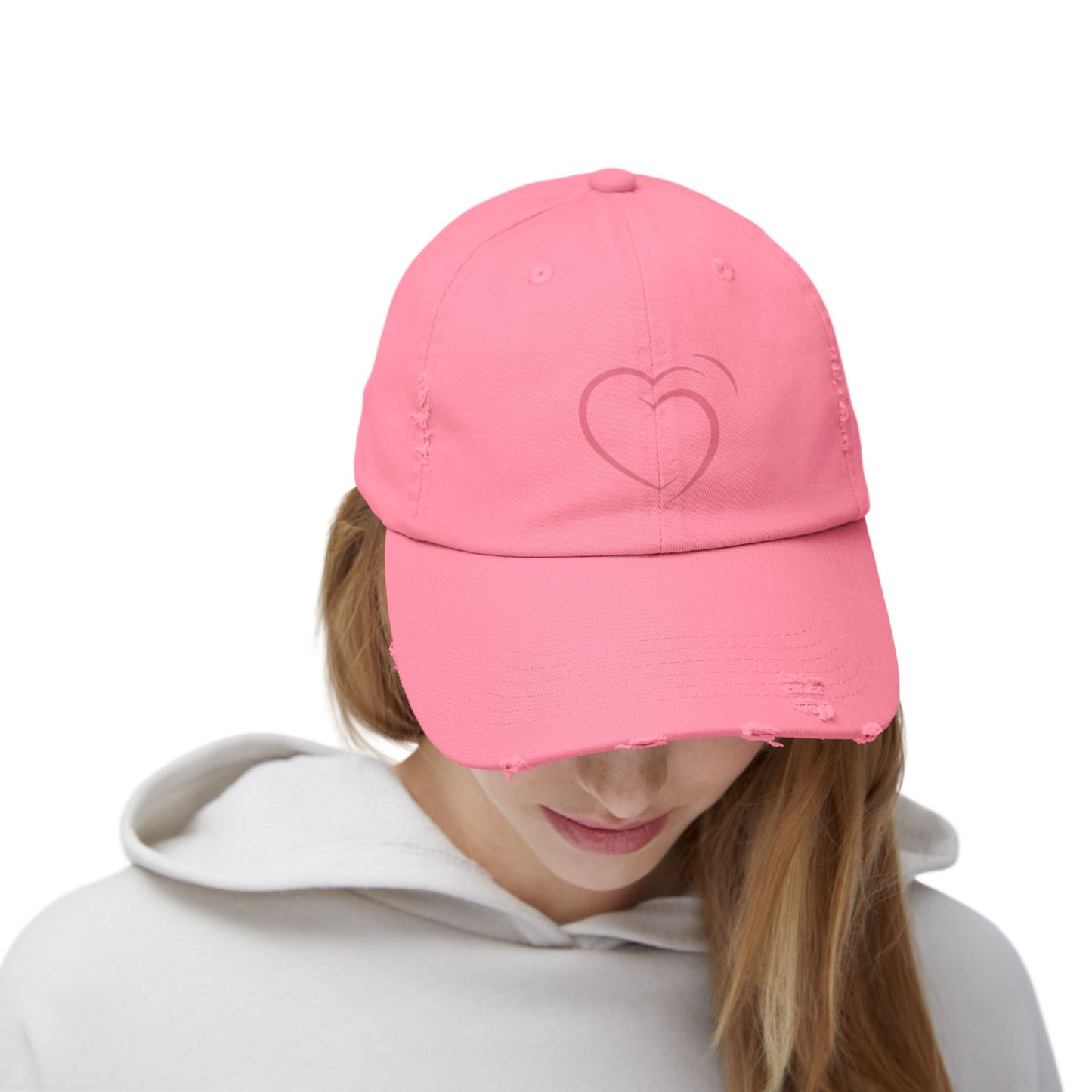 Heartfelt Distressed Cap – Women's Embroidered Hat for Casual Outfits, Gifts of Love, Festivals & Everyday Style  2.