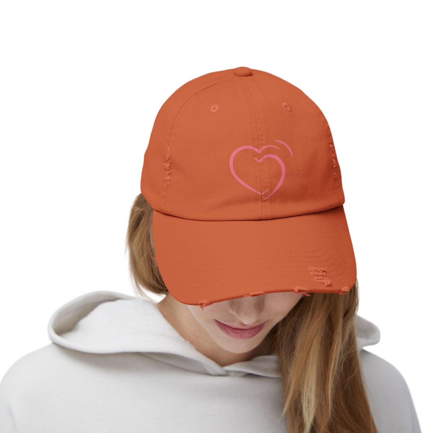 Heartfelt Distressed Cap – Women's Embroidered Hat for Casual Outfits, Gifts of Love, Festivals & Everyday Style  2.